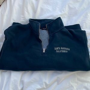 Navy Blue quarter zip that says Santa Barbara